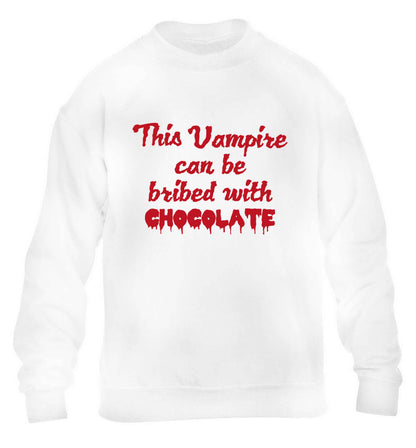 This vampire can be bribed with chocolate children's white sweater 12-13 Years