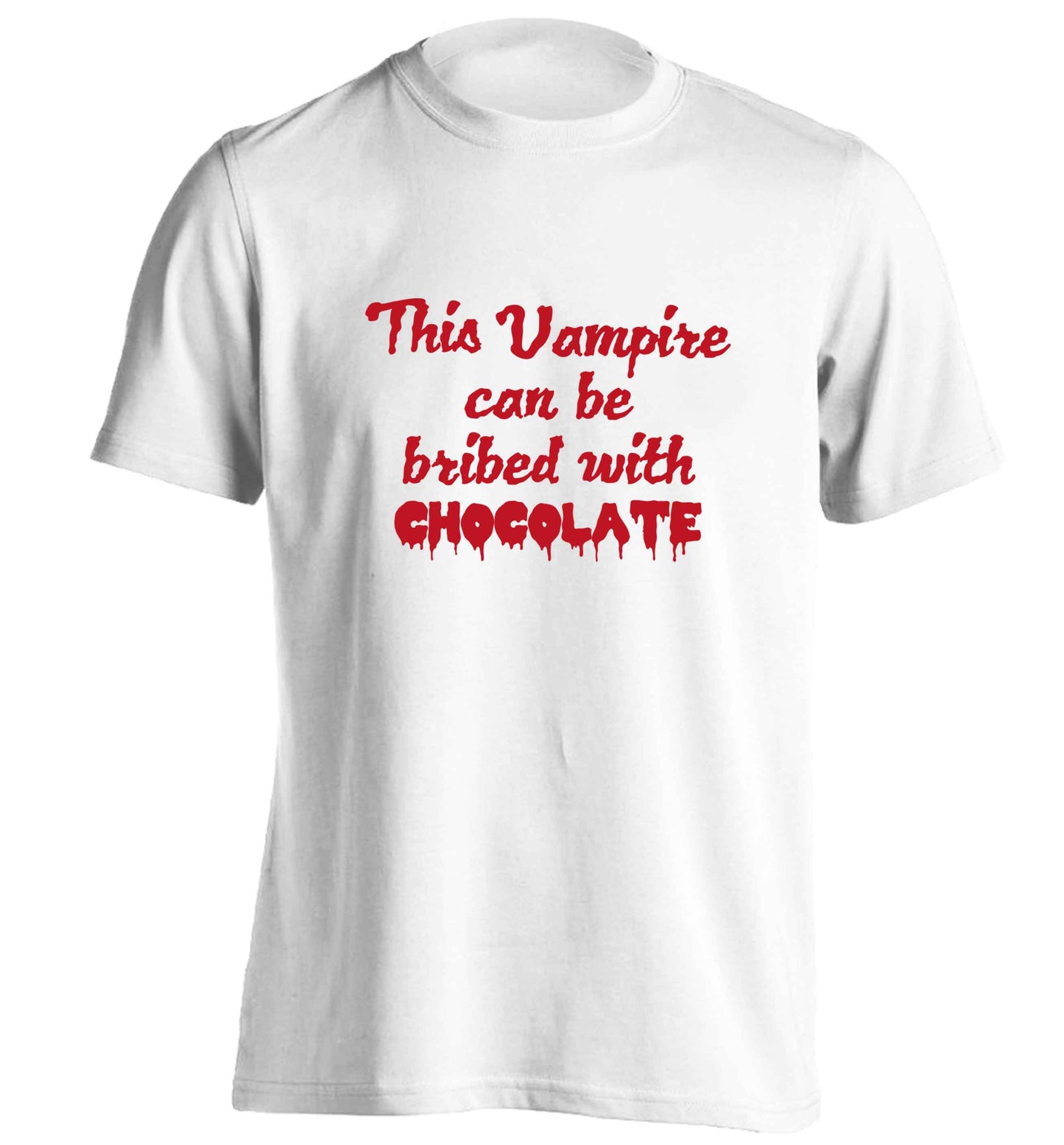 This vampire can be bribed with chocolate adults unisex white Tshirt 2XL