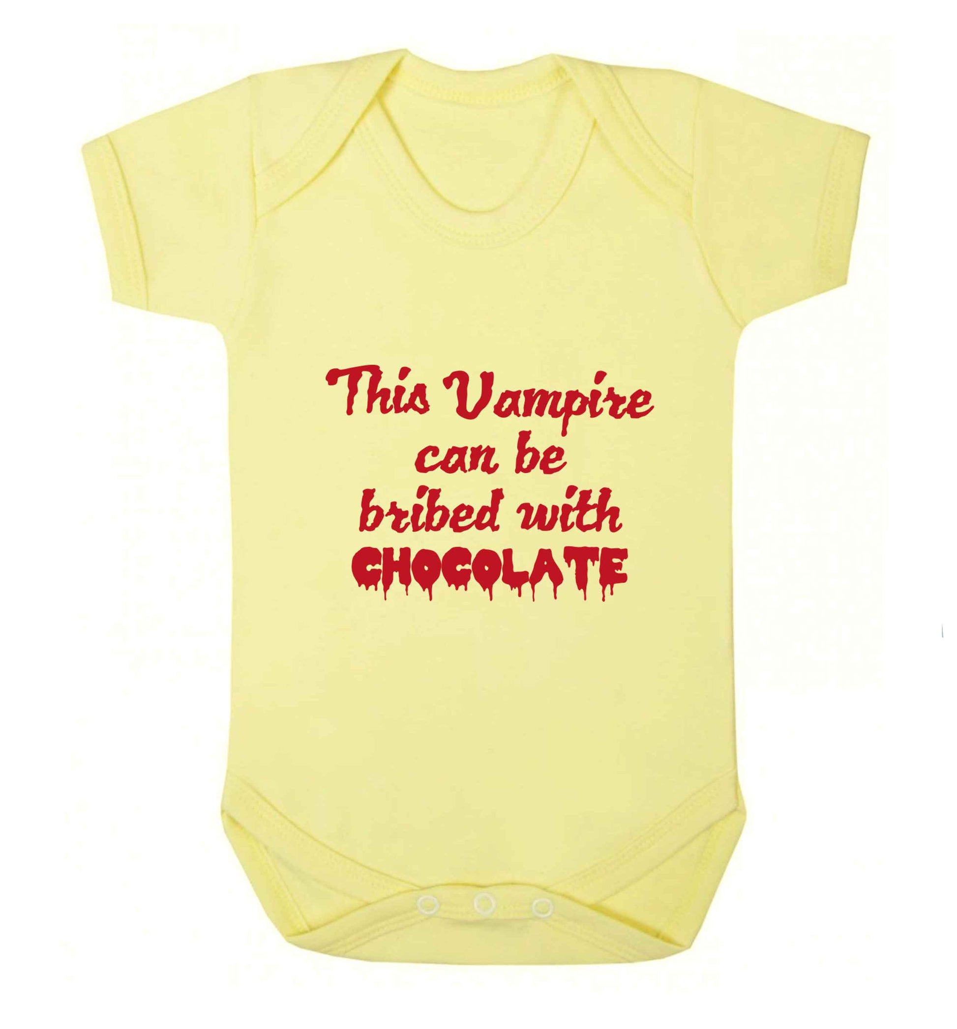 This vampire can be bribed with chocolate baby vest pale yellow 18-24 months