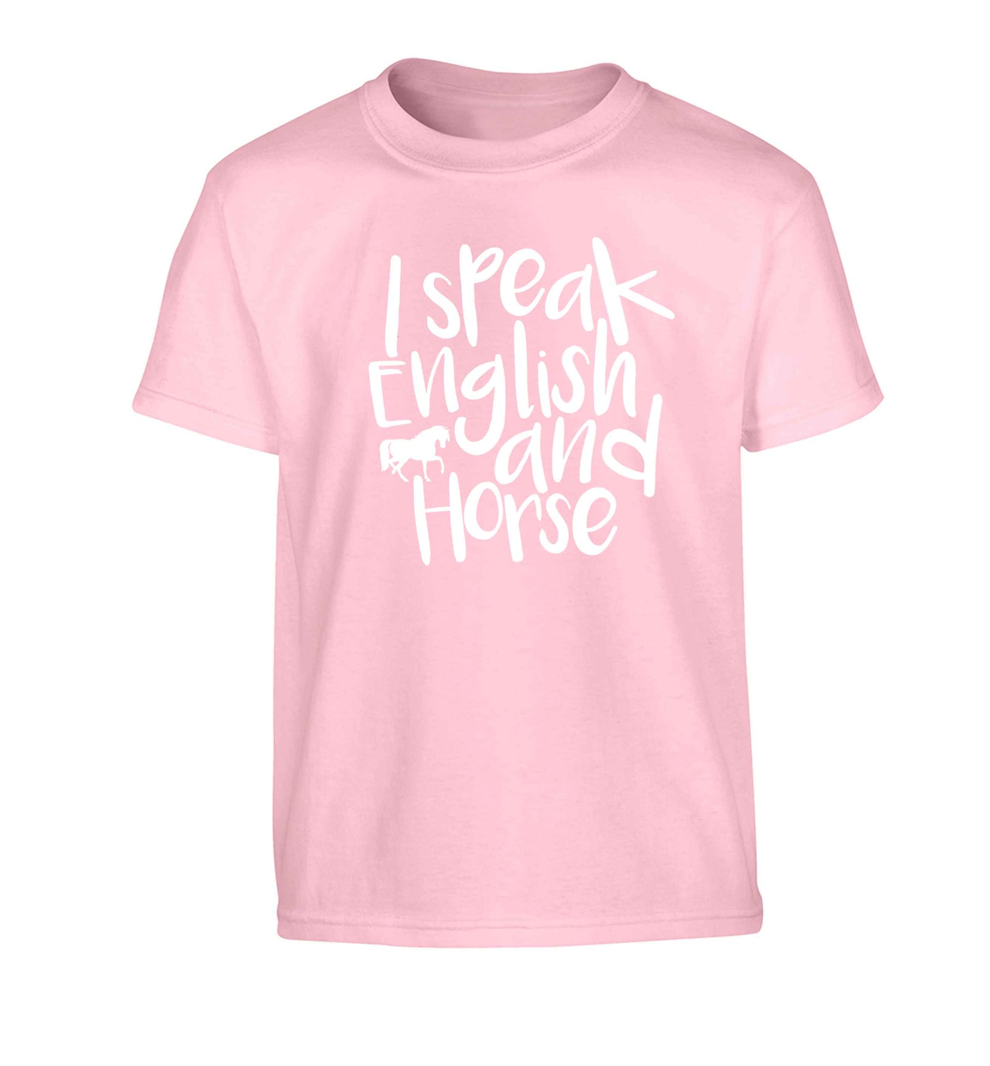 I speak English and horse Children's light pink Tshirt 12-13 Years