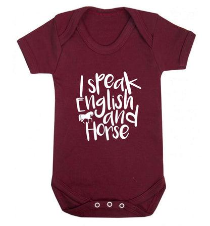 I speak English and horse baby vest maroon 18-24 months