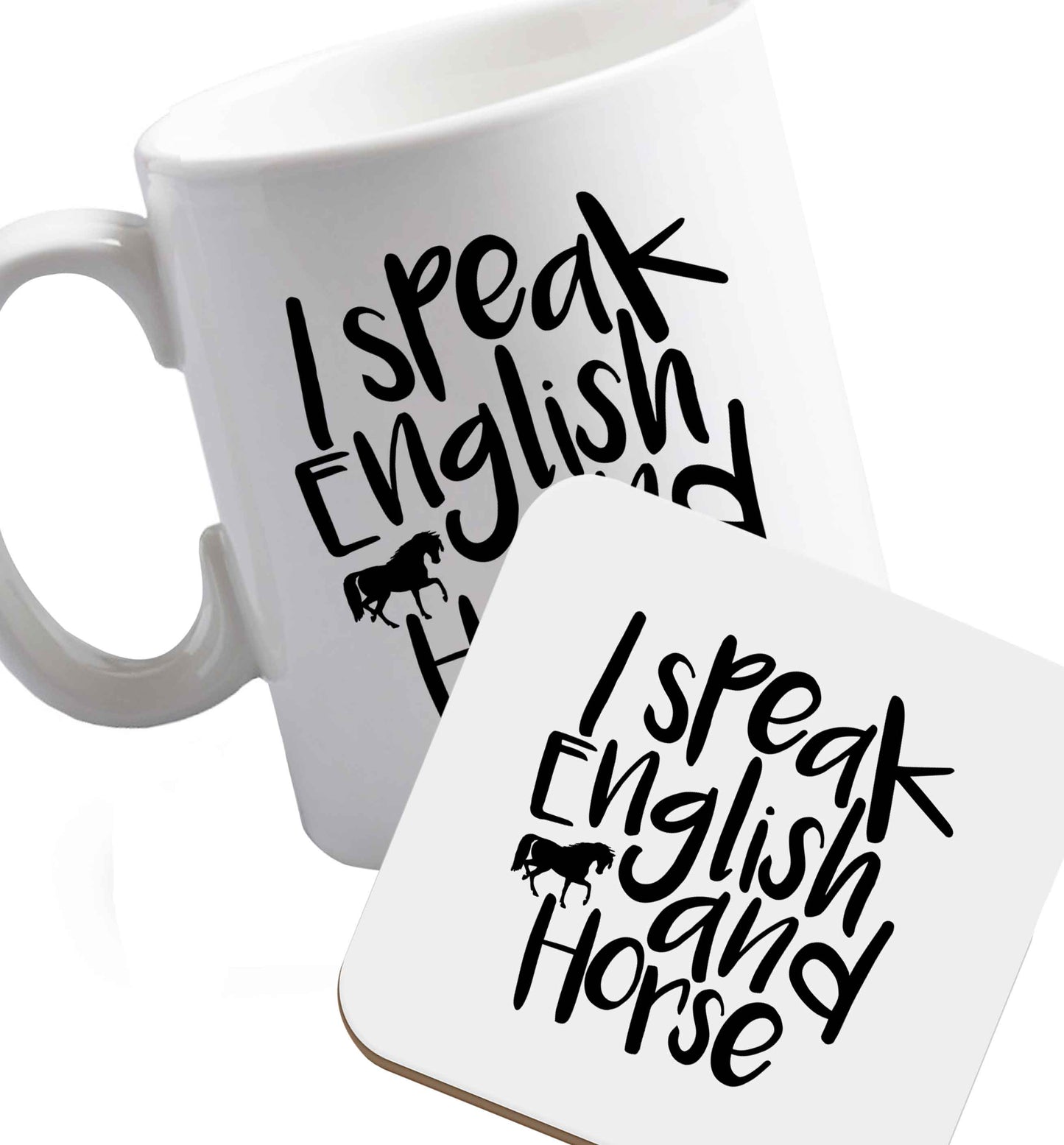 10 oz Favourite Type Pan Pancake ceramic mug and coaster set right handed