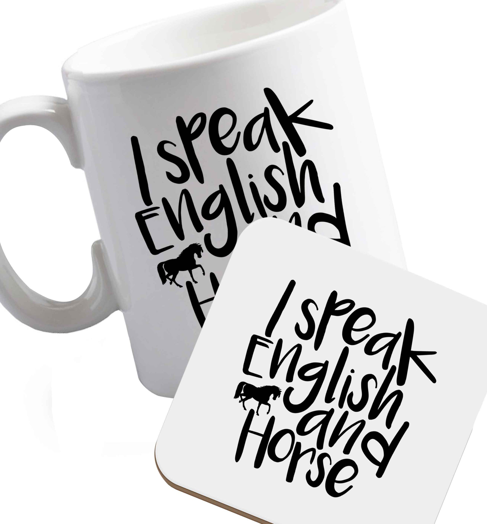 10 oz Favourite Type Pan Pancake ceramic mug and coaster set right handed