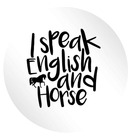 I speak English and horse 24 @ 45mm matt circle stickers