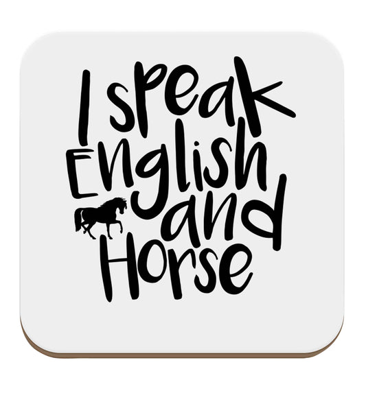 I speak English and horse set of four coasters