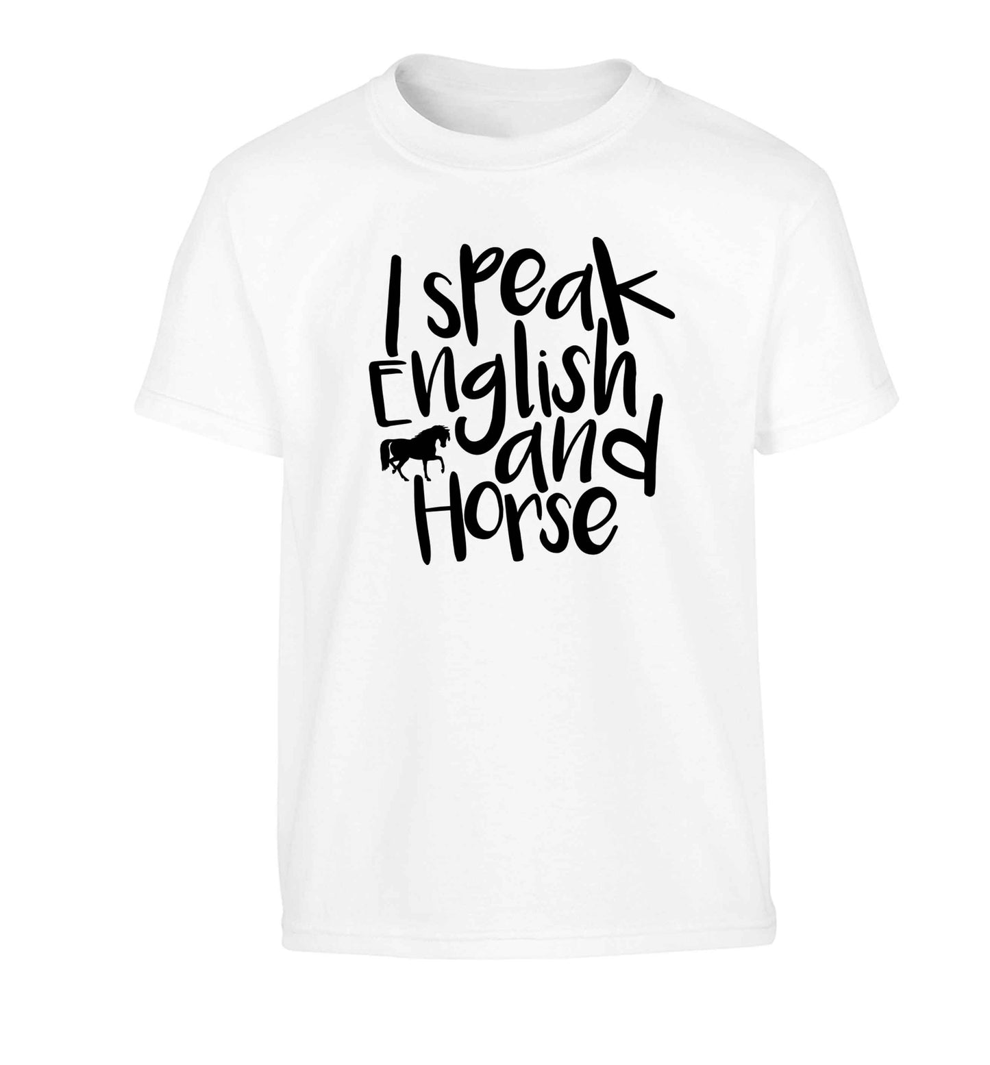 I speak English and horse Children's white Tshirt 12-13 Years
