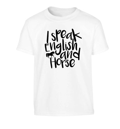 I speak English and horse Children's white Tshirt 12-13 Years