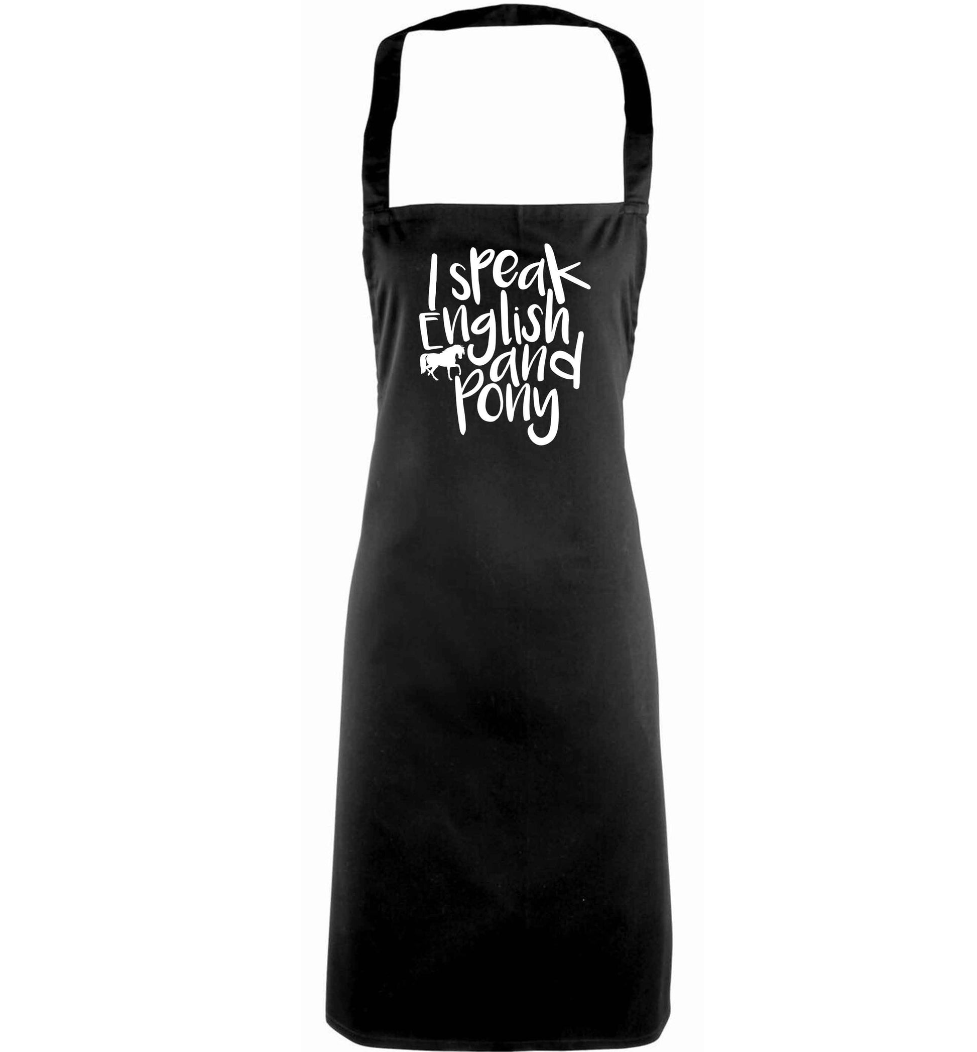 I speak English and pony adults black apron