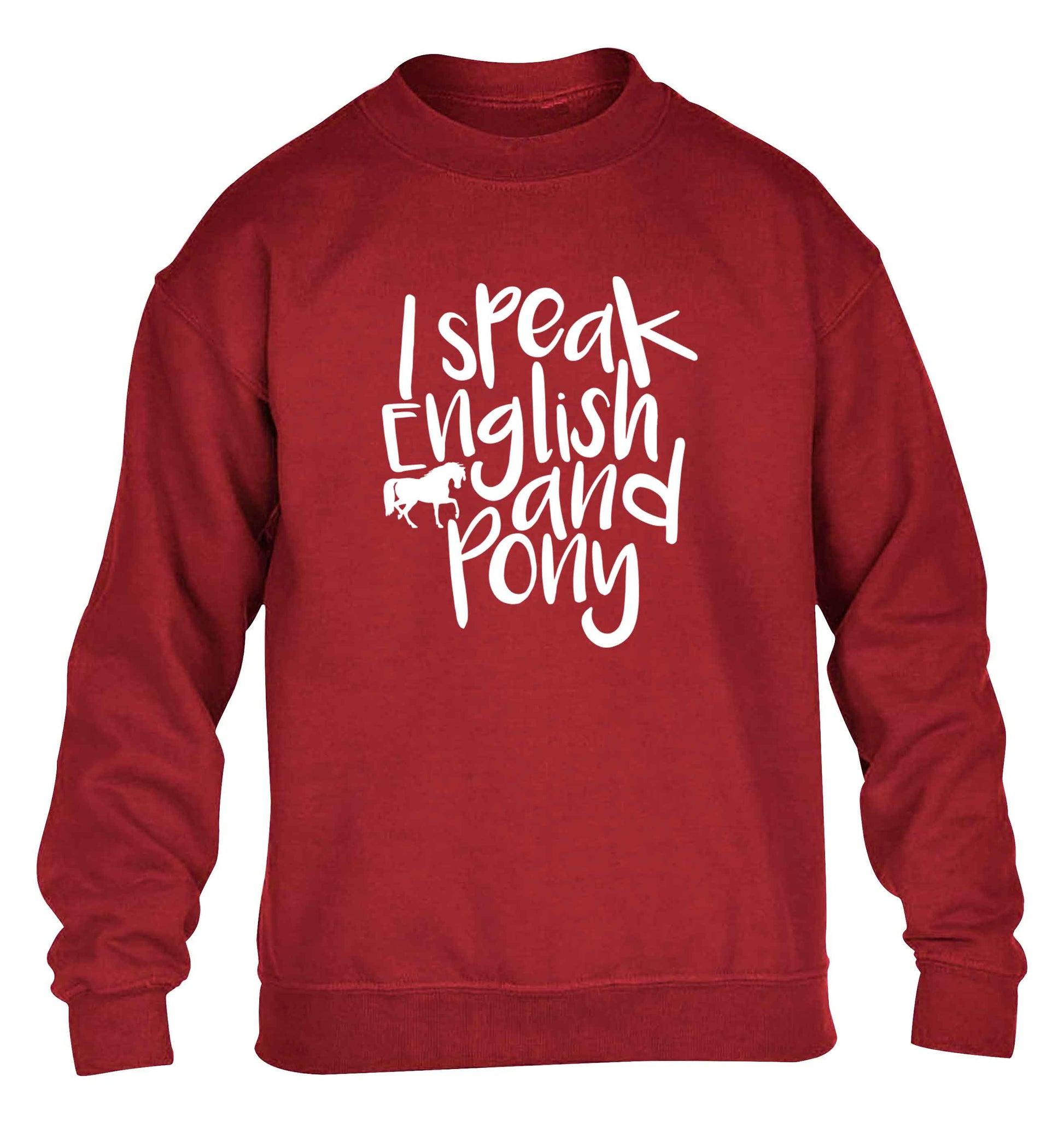 I speak English and pony children's grey sweater 12-13 Years