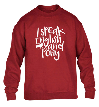 I speak English and pony children's grey sweater 12-13 Years