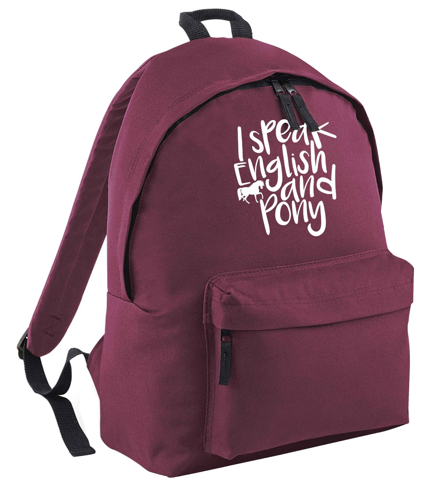I speak English and pony black adults backpack