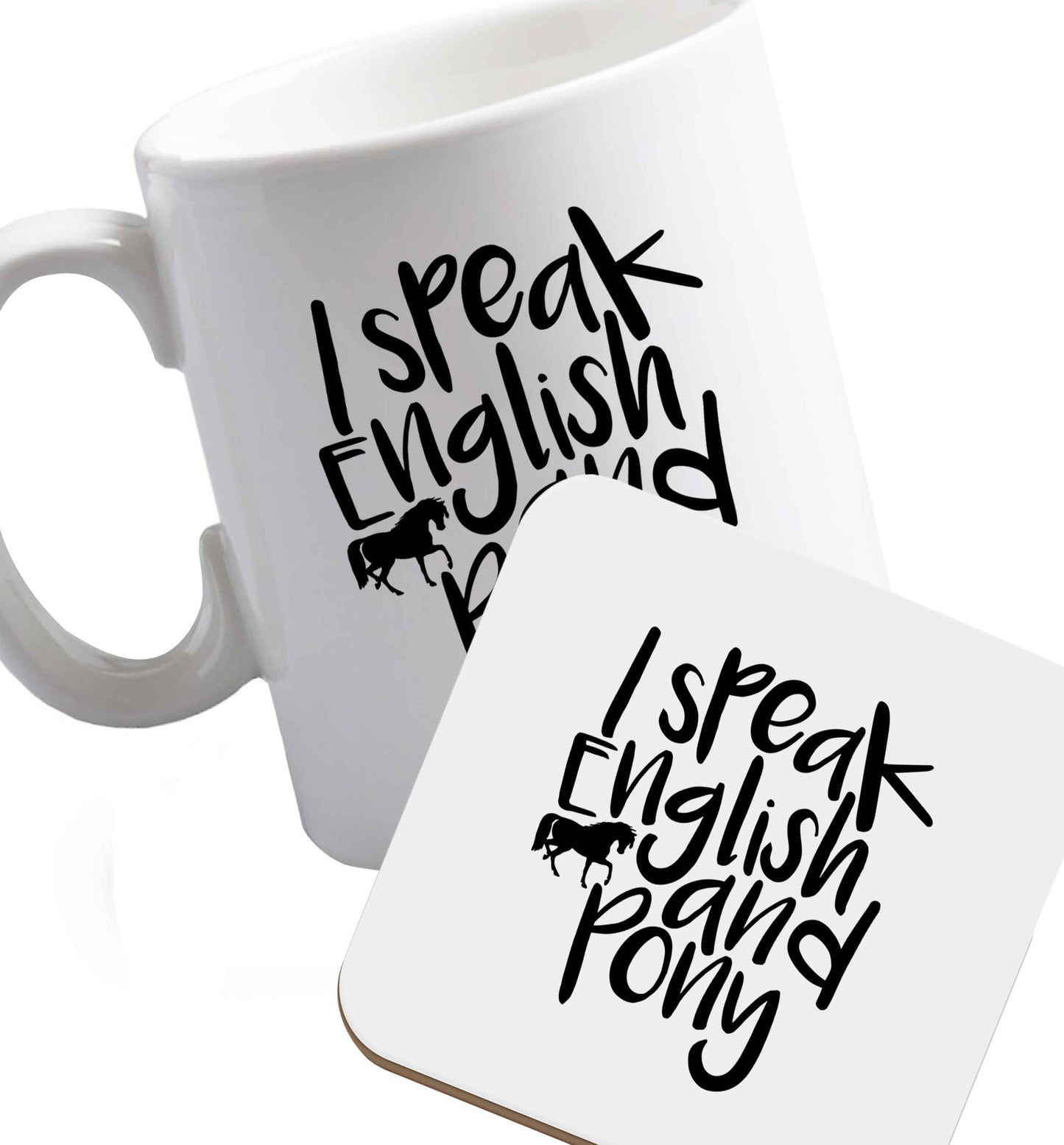10 oz Favourite Type Pan Pancake ceramic mug and coaster set right handed