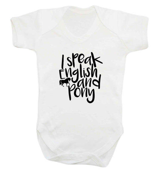 I speak English and pony baby vest white 18-24 months