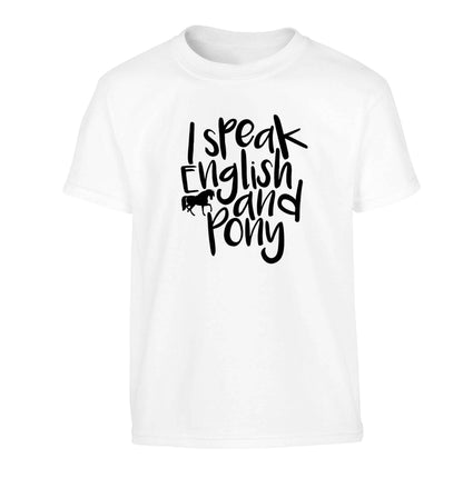 I speak English and pony Children's white Tshirt 12-13 Years
