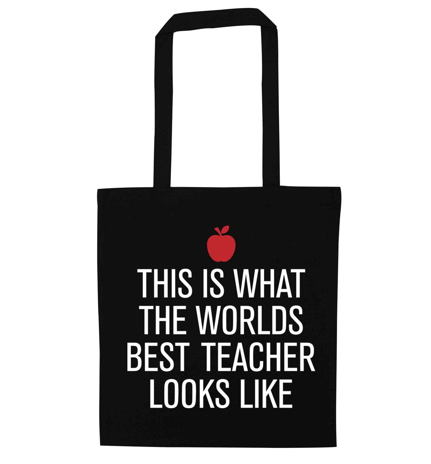 This is what the worlds best teacher looks like black tote bag