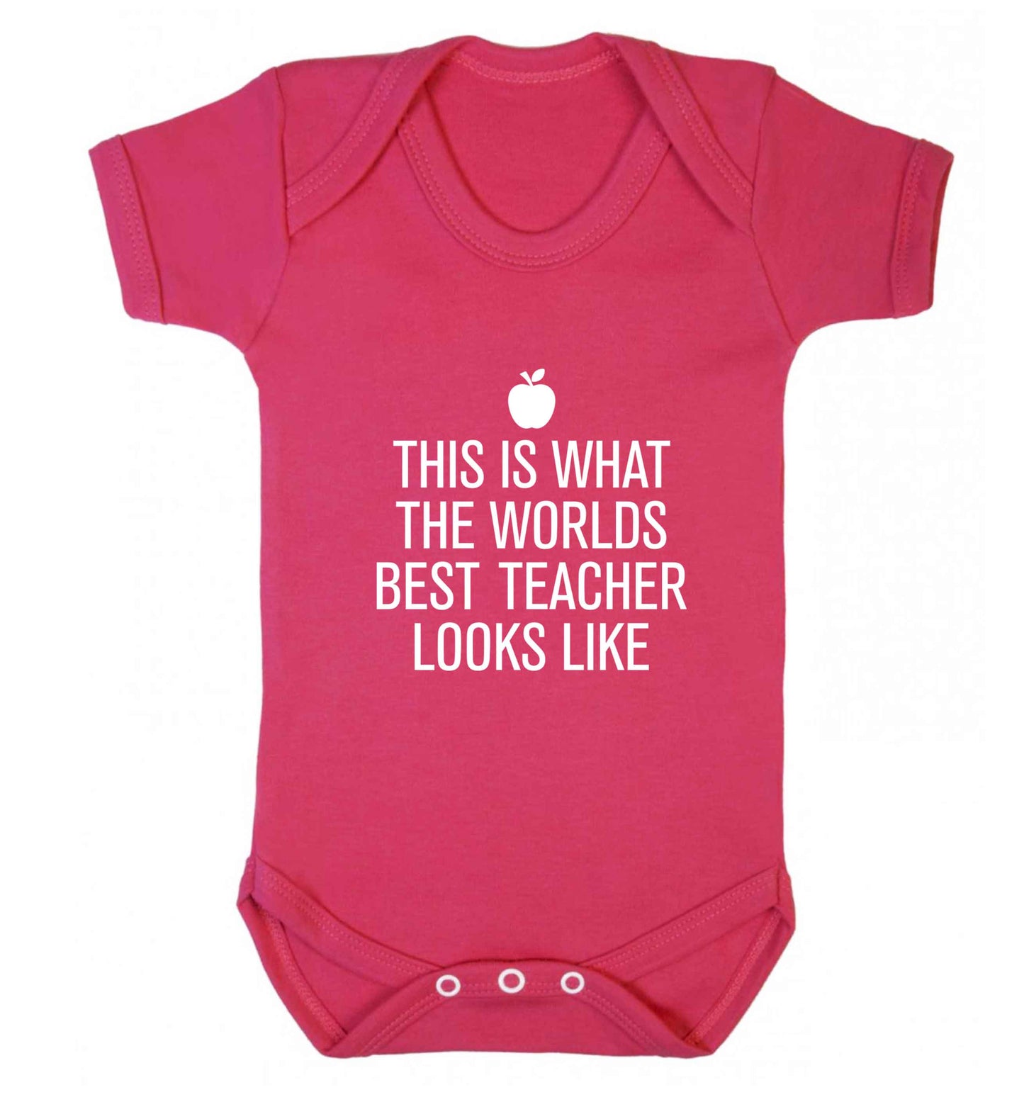 This is what the worlds best teacher looks like baby vest dark pink 18-24 months