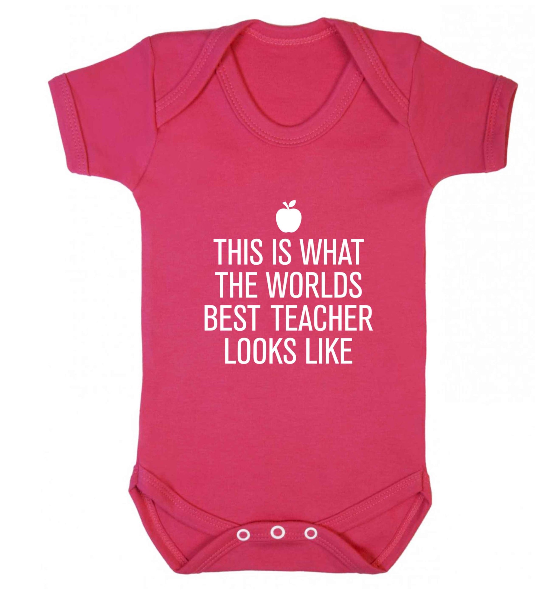 This is what the worlds best teacher looks like baby vest dark pink 18-24 months