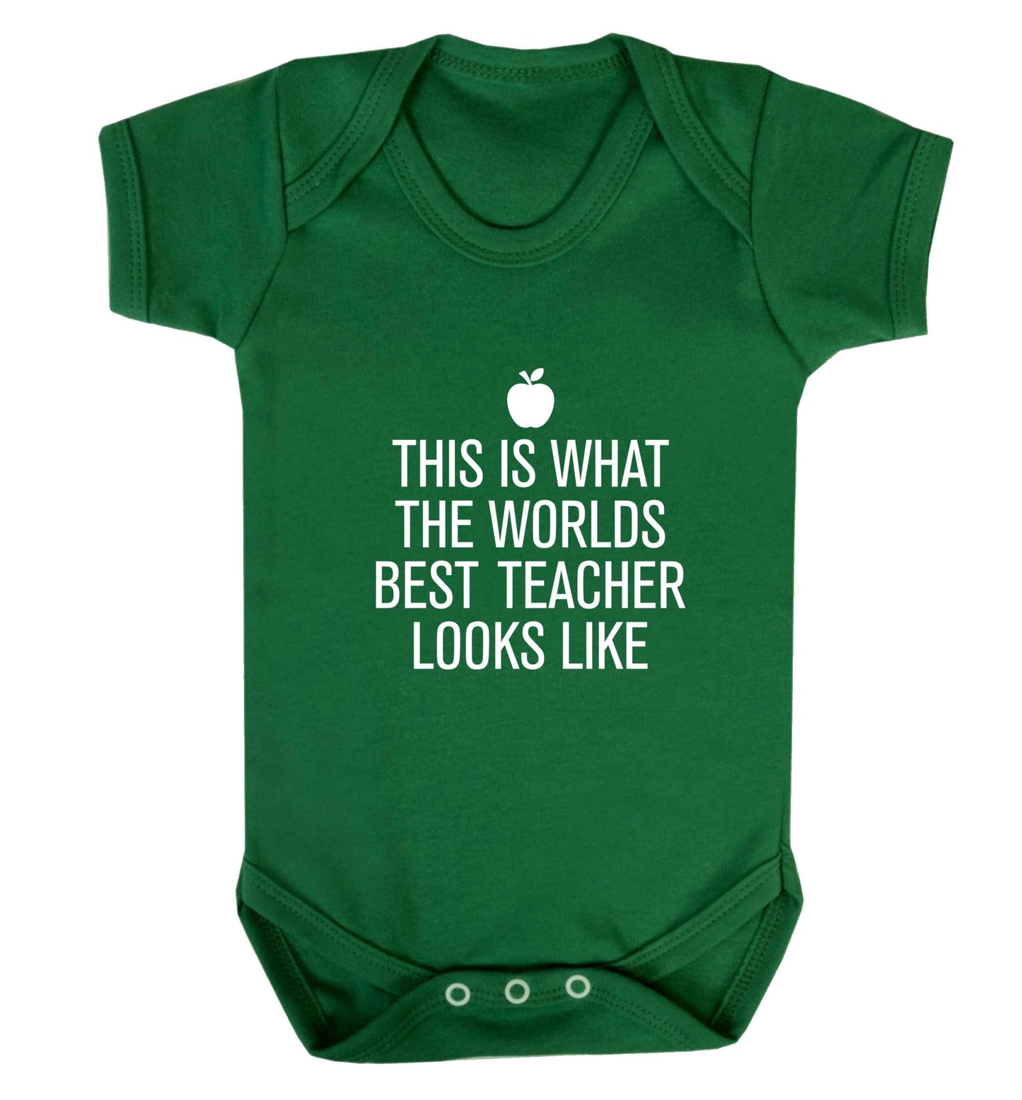This is what the worlds best teacher looks like baby vest green 18-24 months