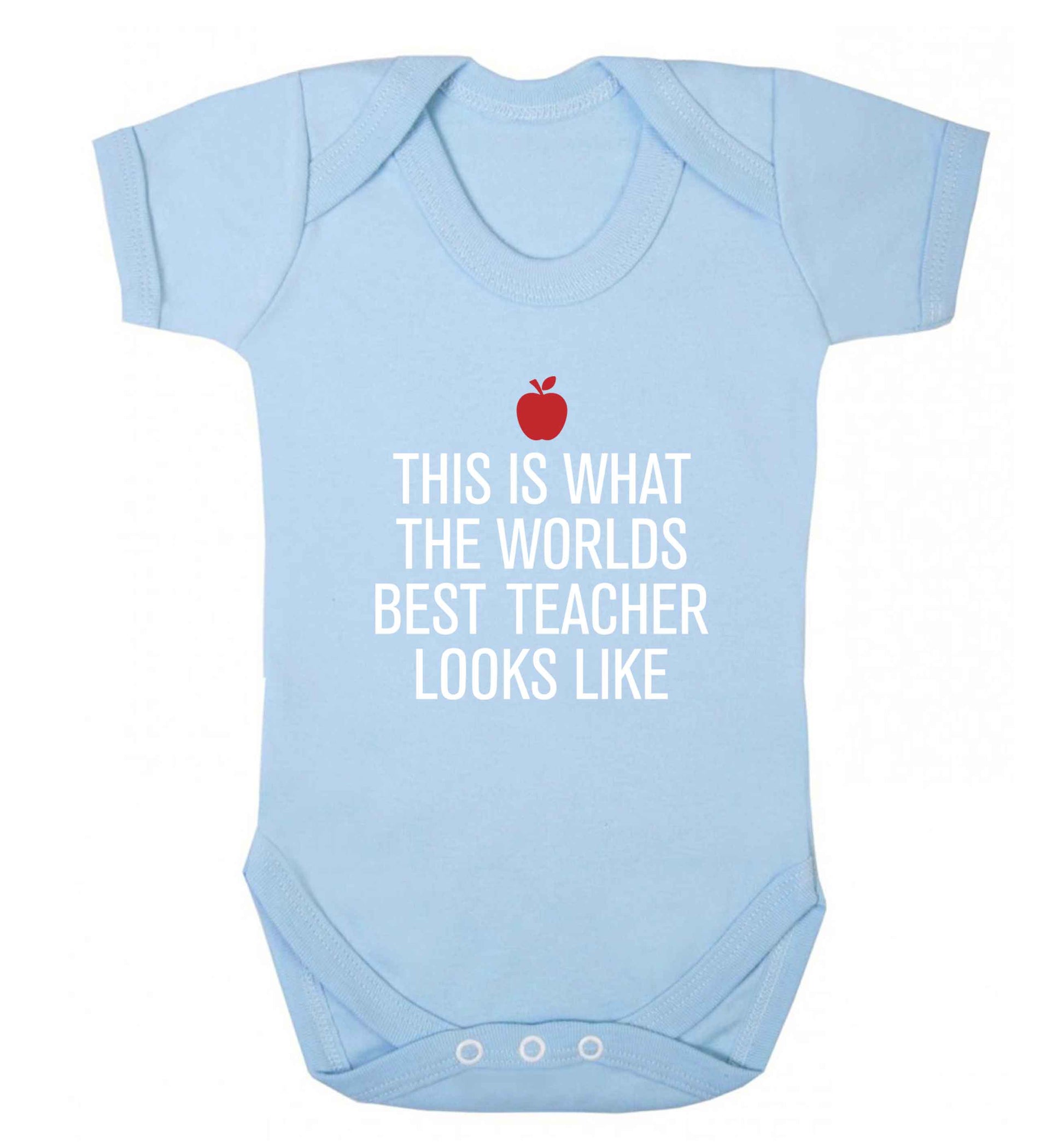 This is what the worlds best teacher looks like baby vest pale blue 18-24 months