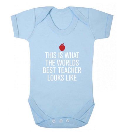 This is what the worlds best teacher looks like baby vest pale blue 18-24 months