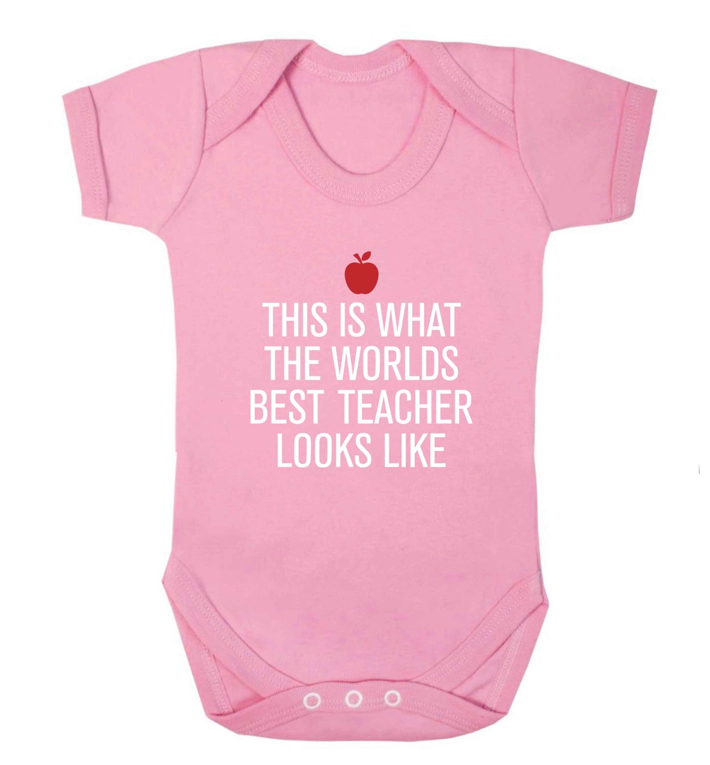 This is what the worlds best teacher looks like baby vest pale pink 18-24 months