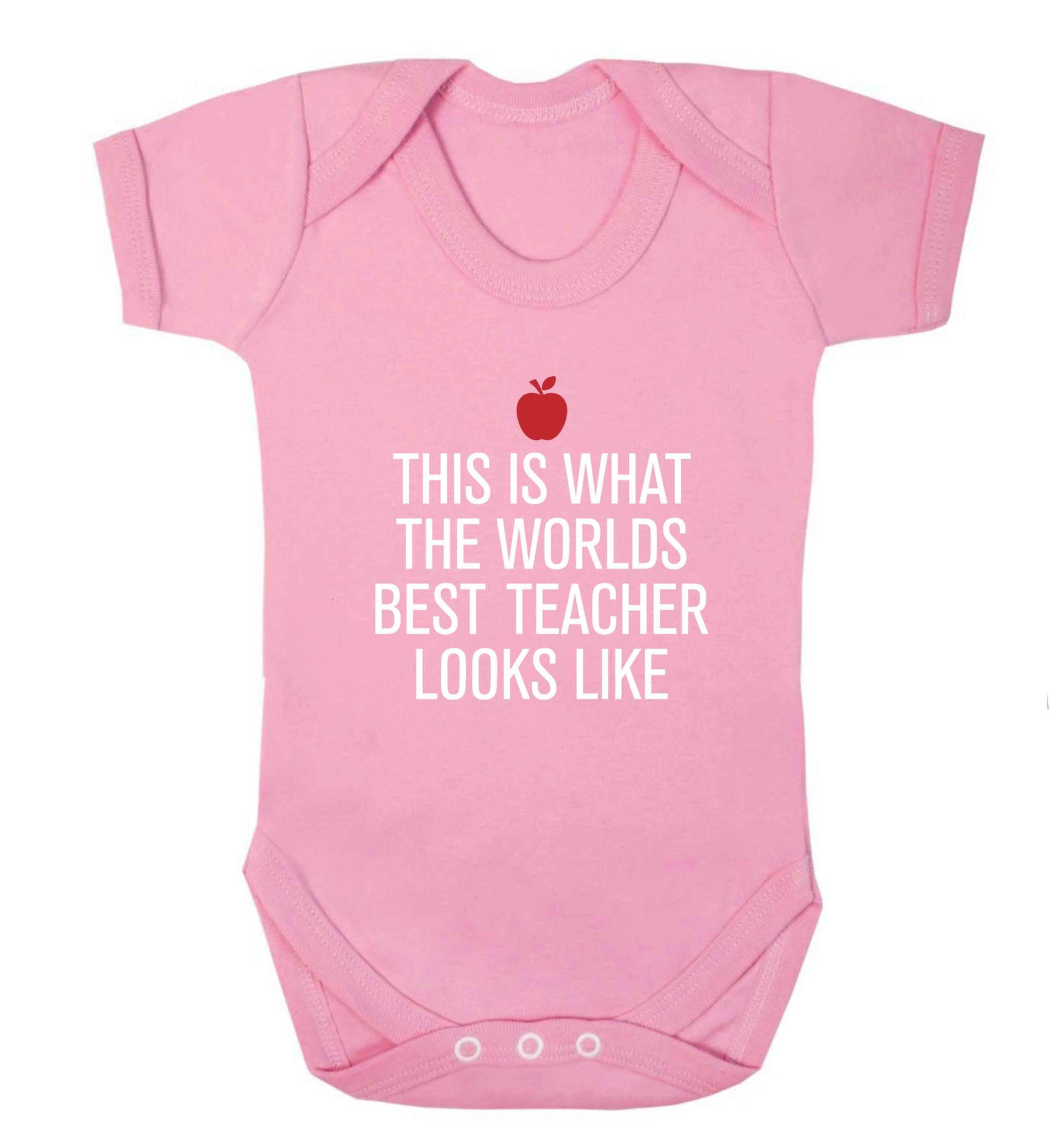 This is what the worlds best teacher looks like baby vest pale pink 18-24 months