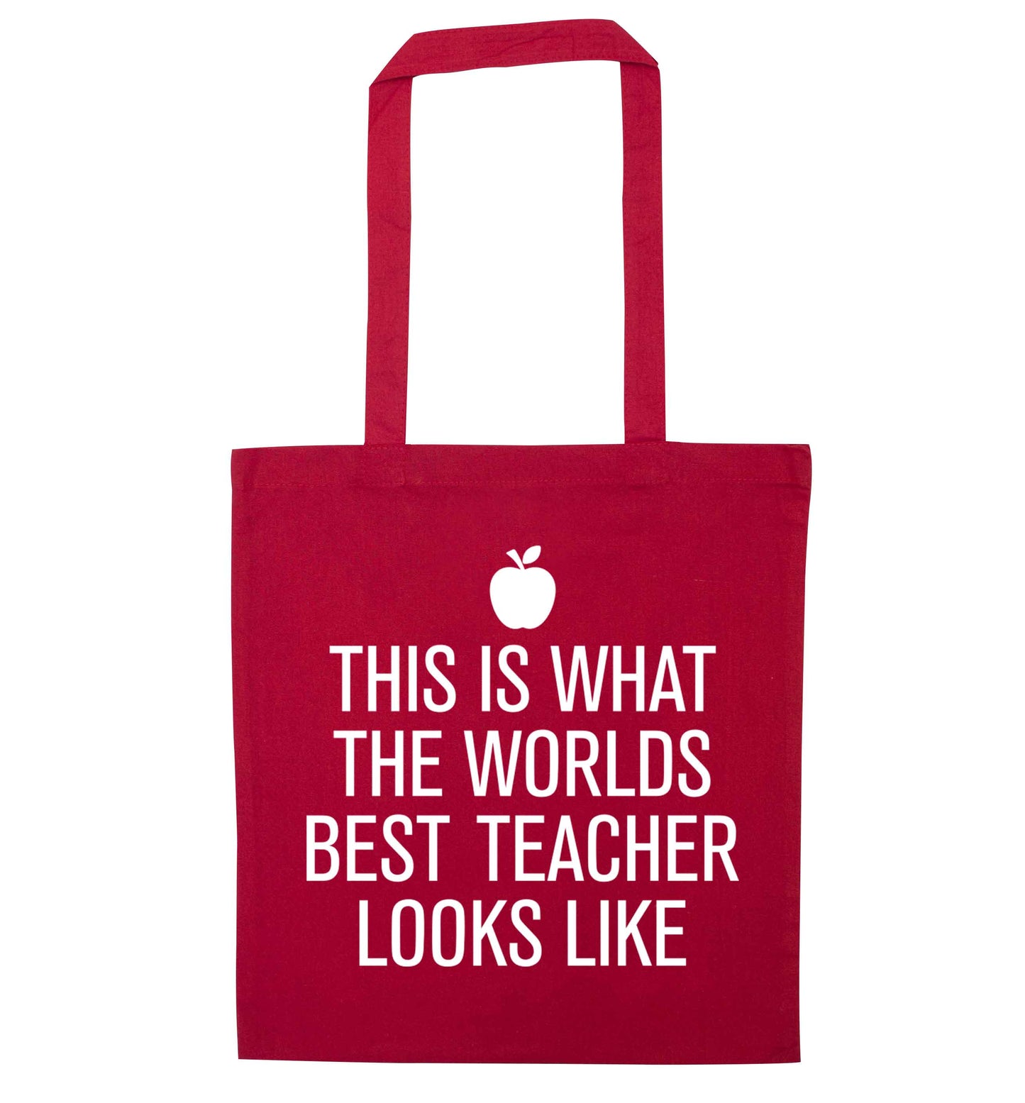 This is what the worlds best teacher looks like red tote bag