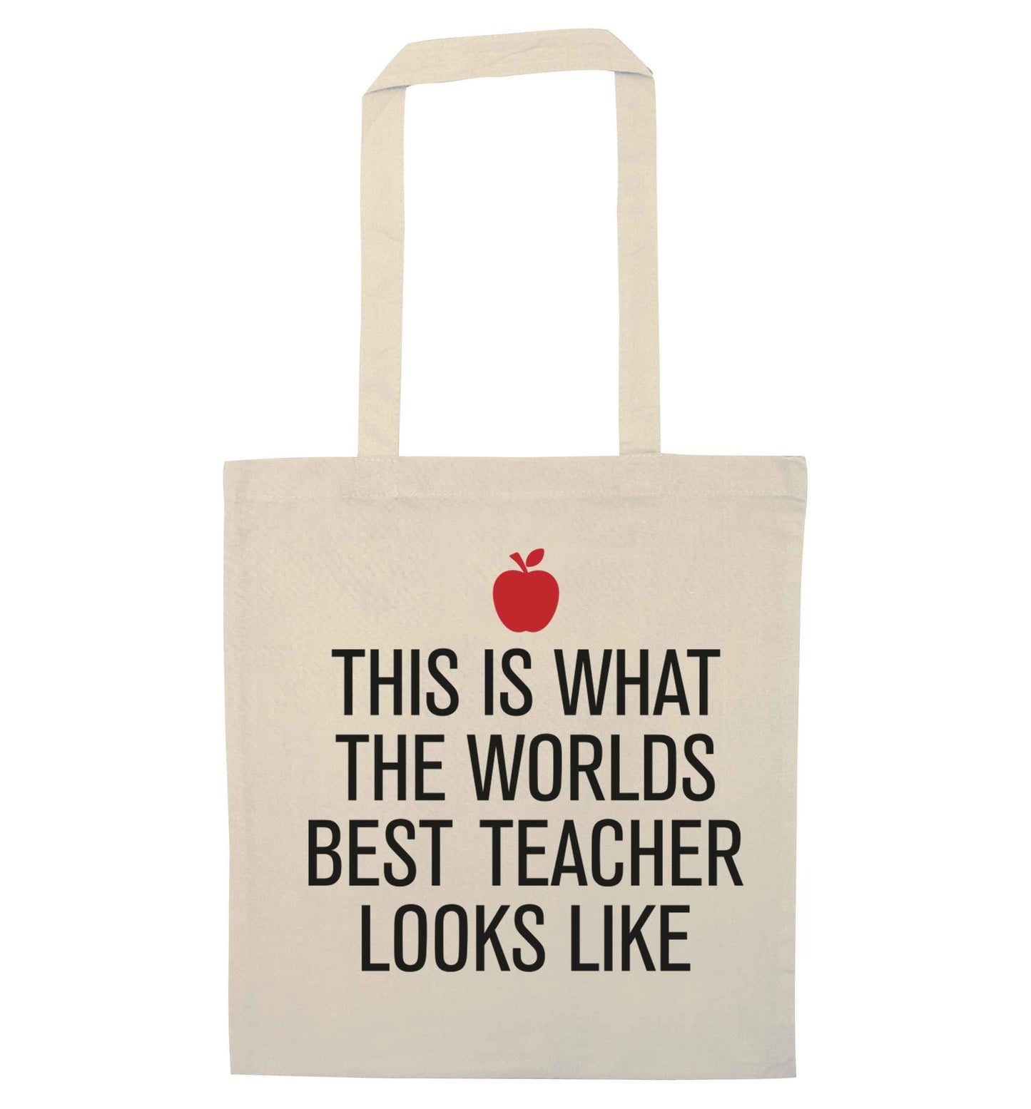 This is what the worlds best teacher looks like natural tote bag