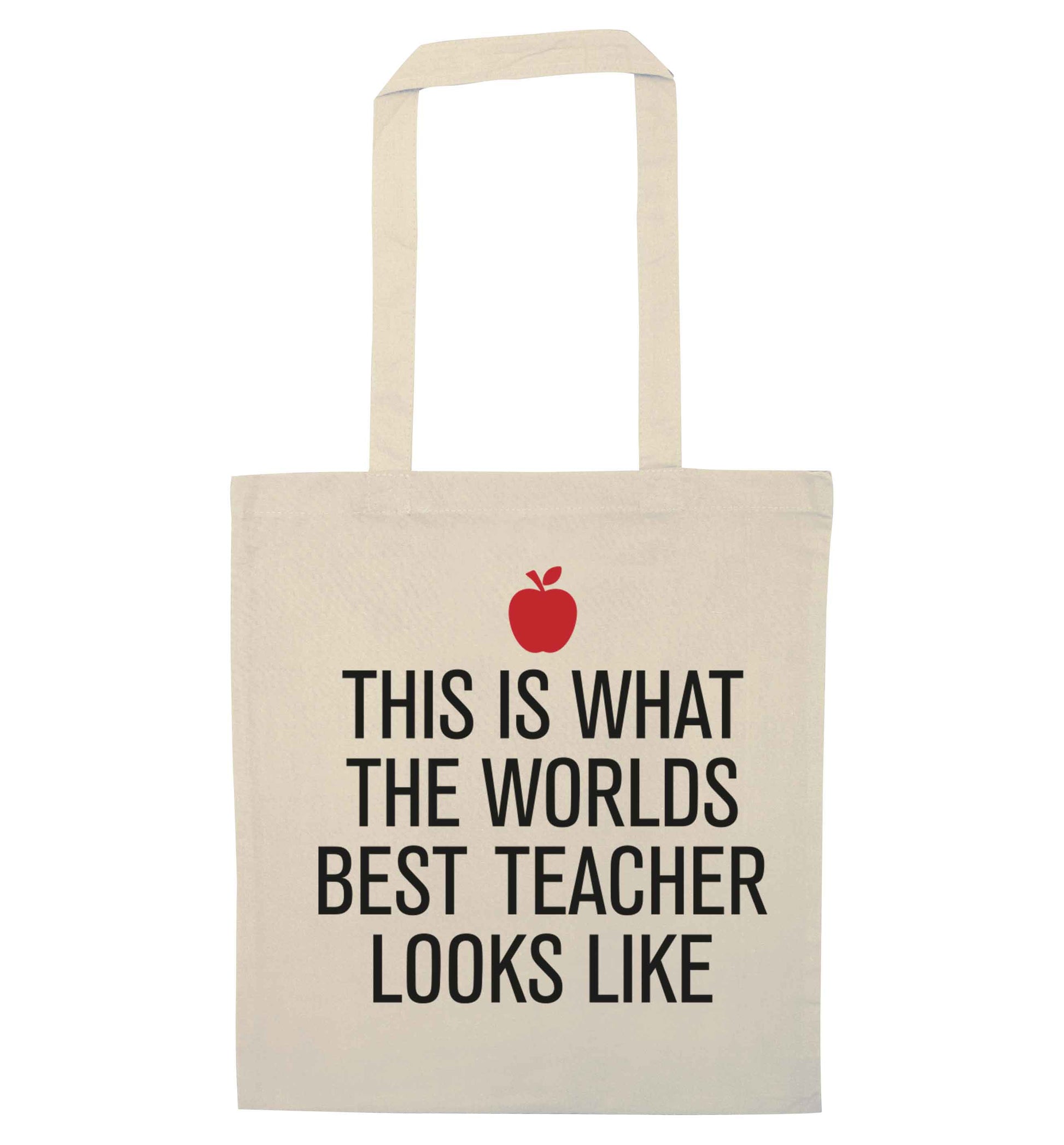This is what the worlds best teacher looks like natural tote bag