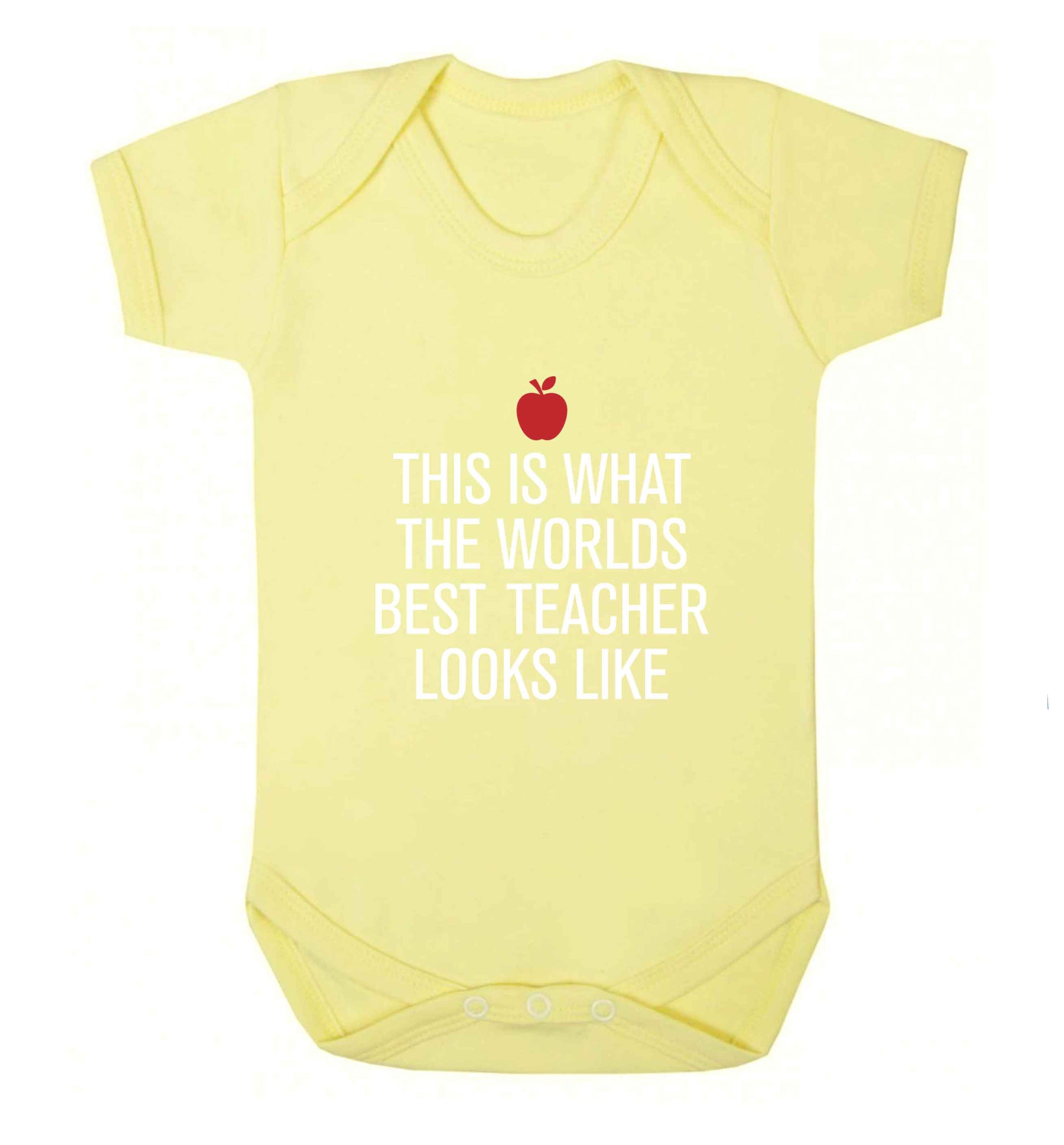 This is what the worlds best teacher looks like baby vest pale yellow 18-24 months