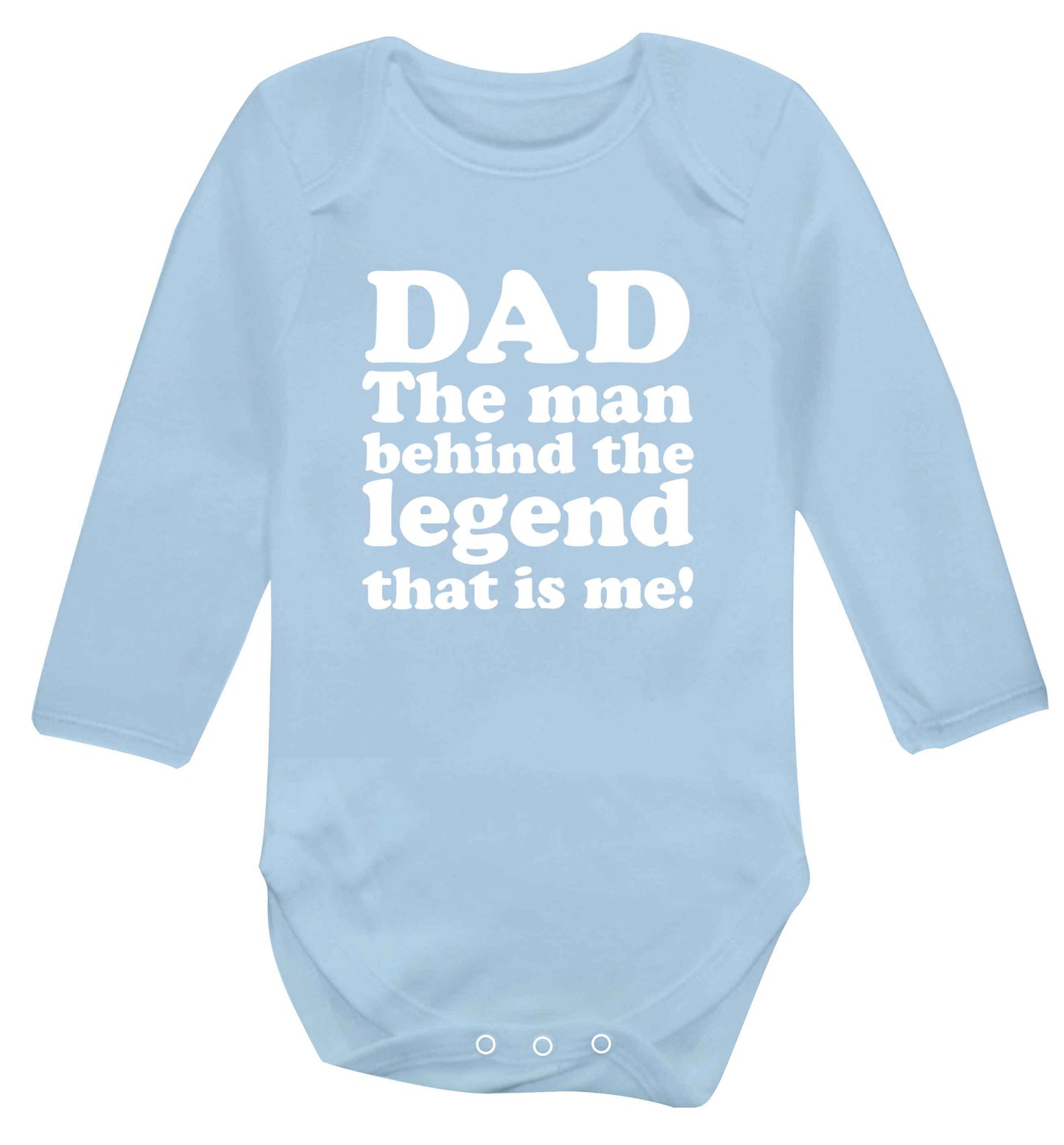Dad the man behind the legend that is me baby vest long sleeved pale blue 6-12 months