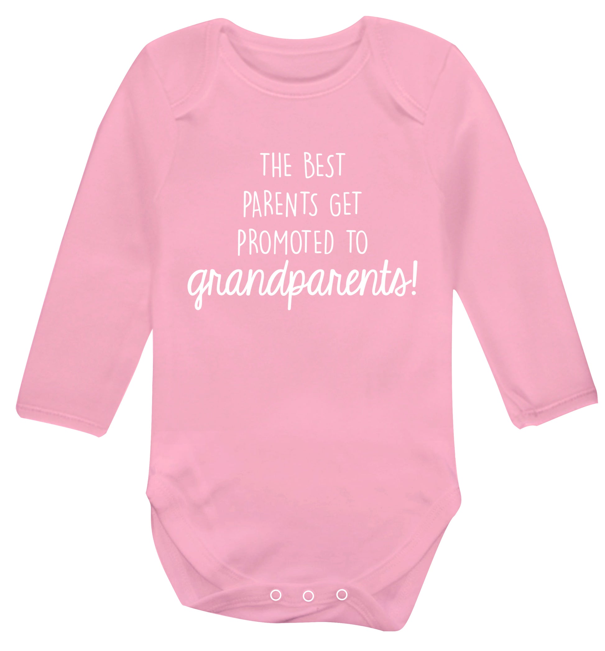 The best parents get promoted to grandparents Baby Vest long sleeved pale pink 6-12 months