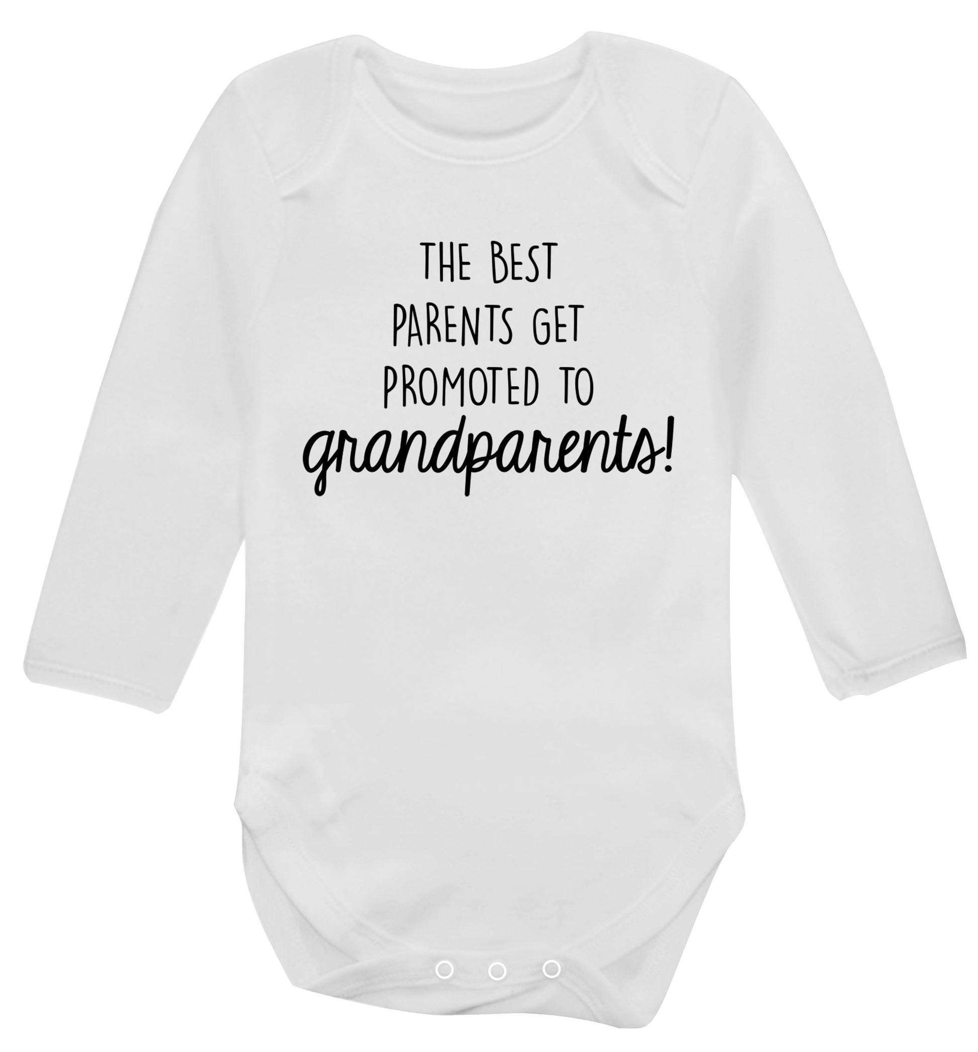 The best parents get promoted to grandparents Baby Vest long sleeved white 6-12 months
