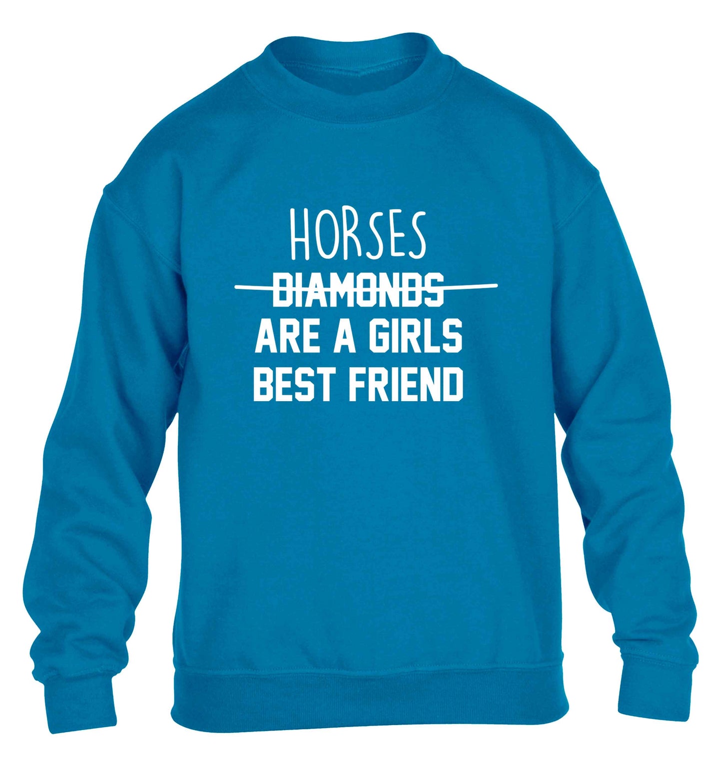 Horses are a girls best friend children's blue sweater 12-13 Years