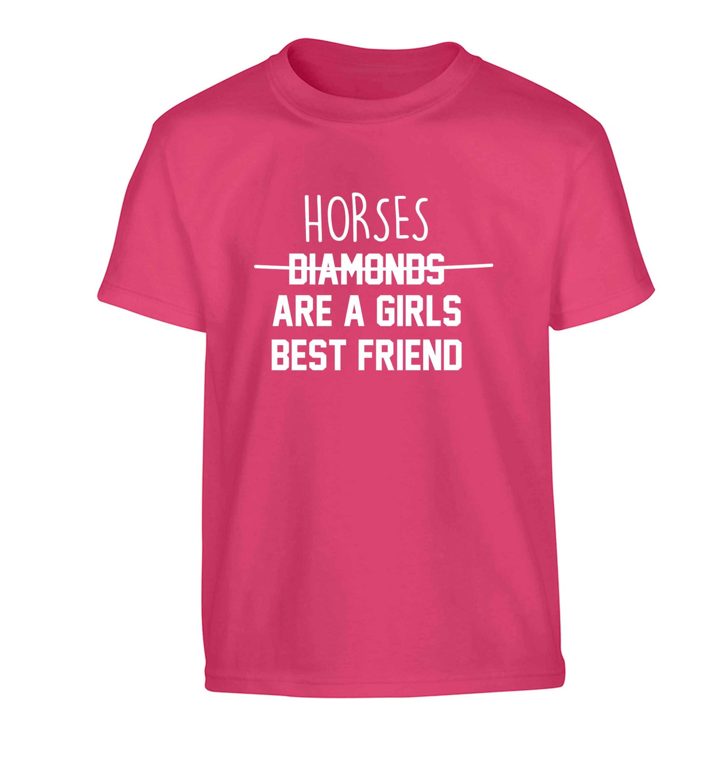 Horses are a girls best friend Children's pink Tshirt 12-13 Years
