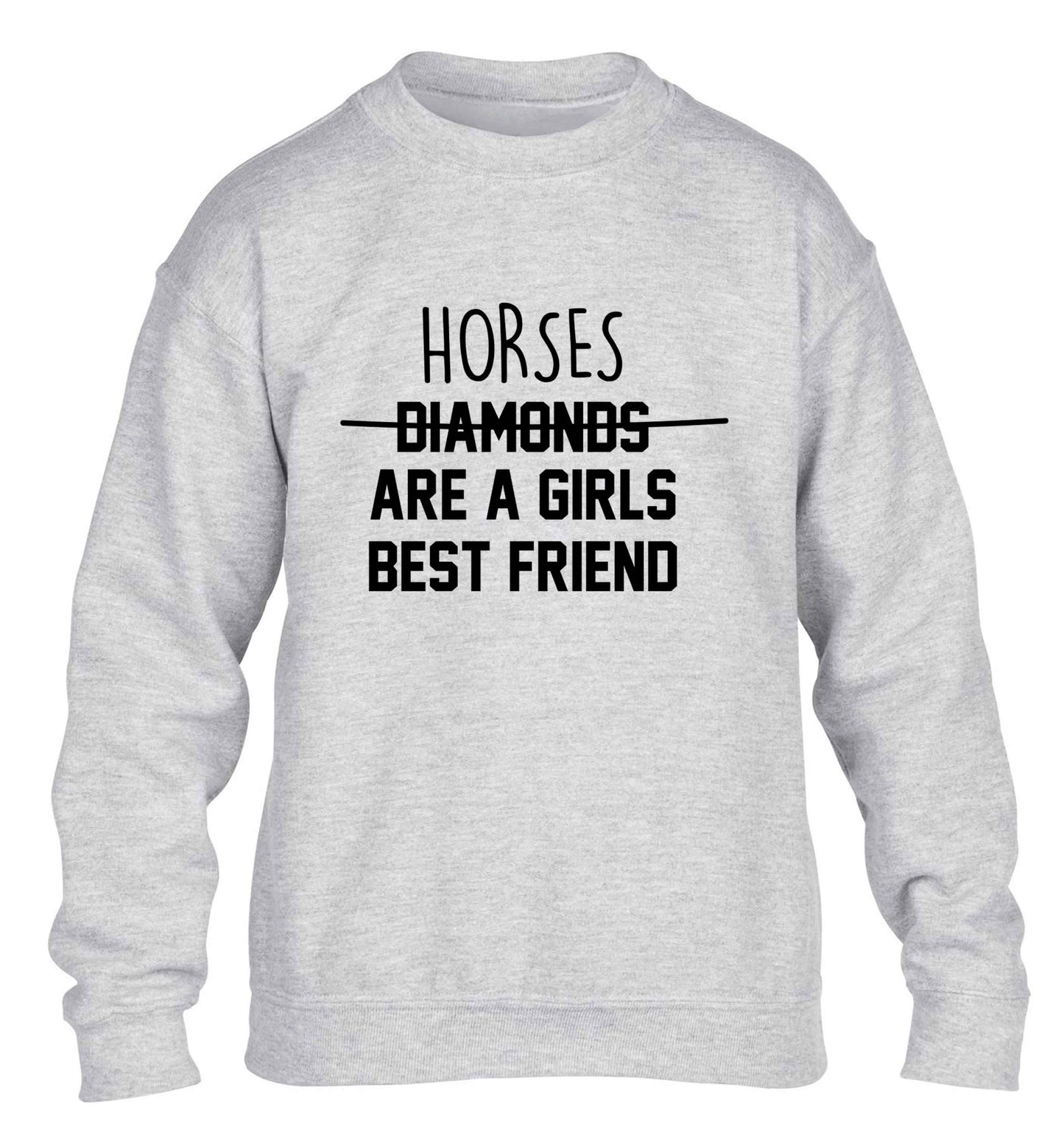Horses are a girls best friend children's grey sweater 12-13 Years