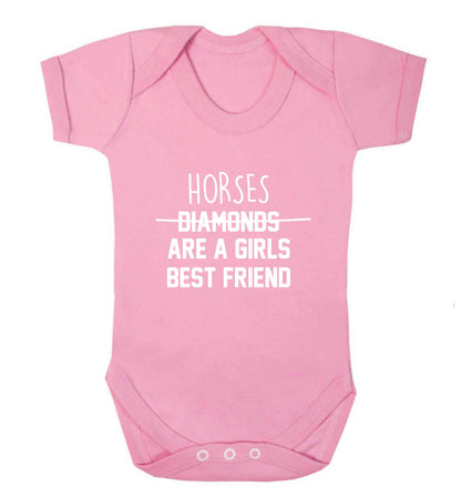 Horses are a girls best friend baby vest pale pink 18-24 months