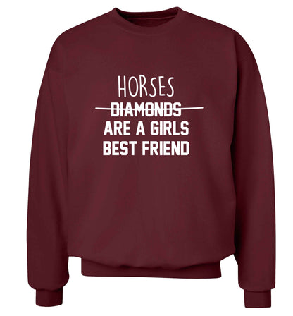Horses are a girls best friend adult's unisex maroon sweater 2XL