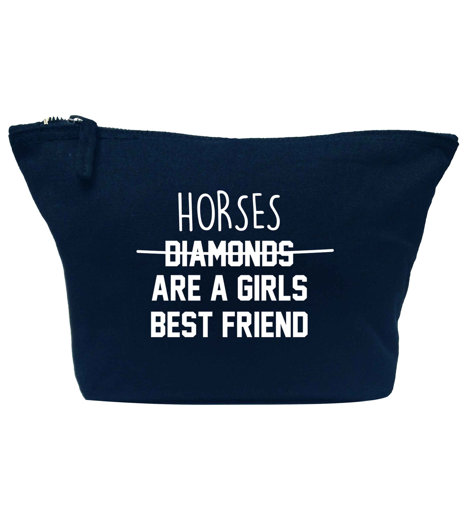 Horses are a girls best friend navy makeup bag