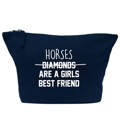 Horses are a girls best friend navy makeup bag