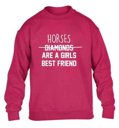 Horses are a girls best friend children's pink sweater 12-13 Years