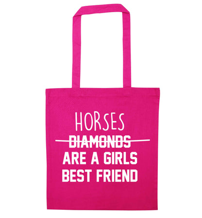 Horses are a girls best friend pink tote bag