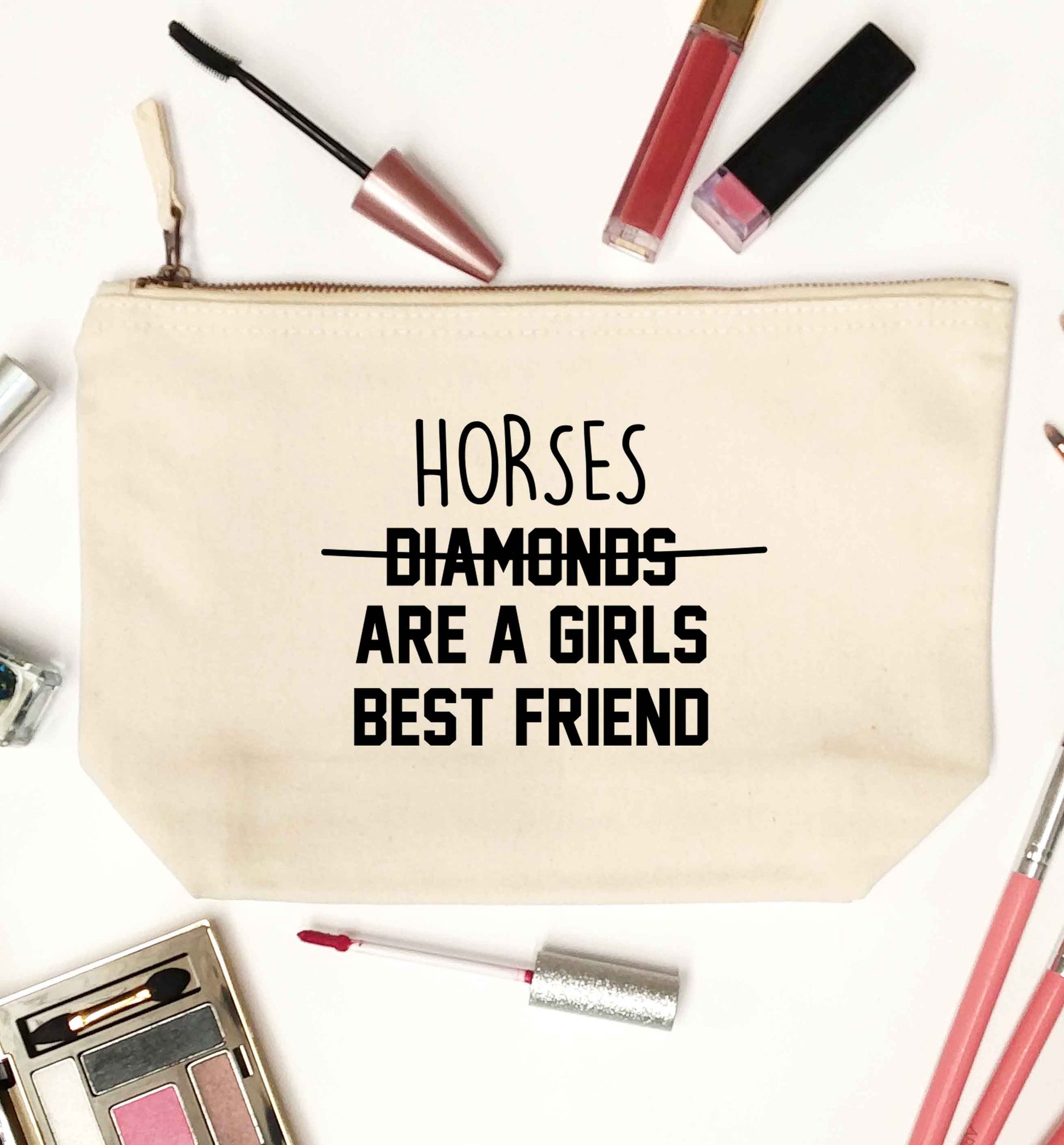 Horses are a girls best friend natural makeup bag