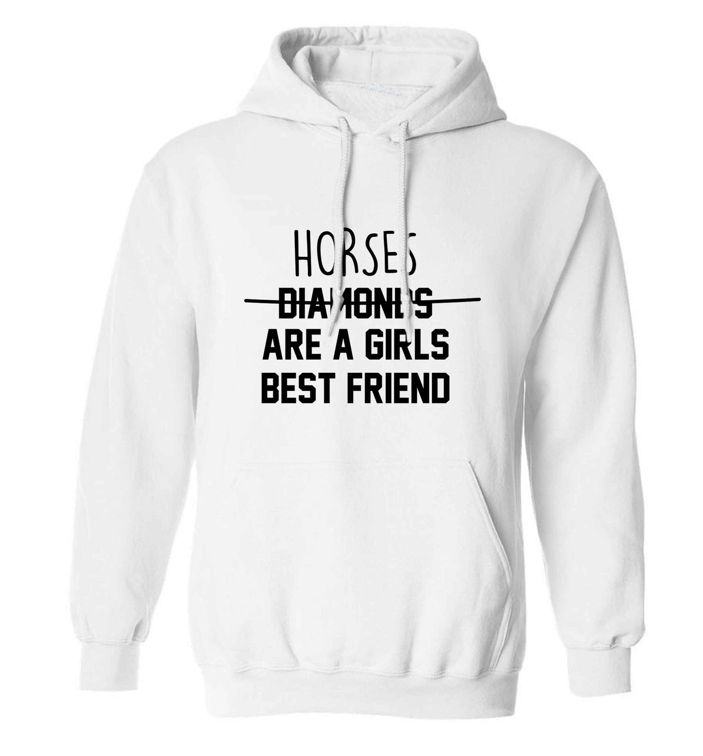 Horses are a girls best friend adults unisex white hoodie 2XL