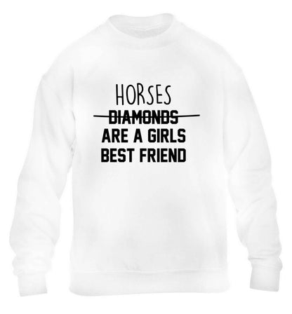 Horses are a girls best friend children's white sweater 12-13 Years