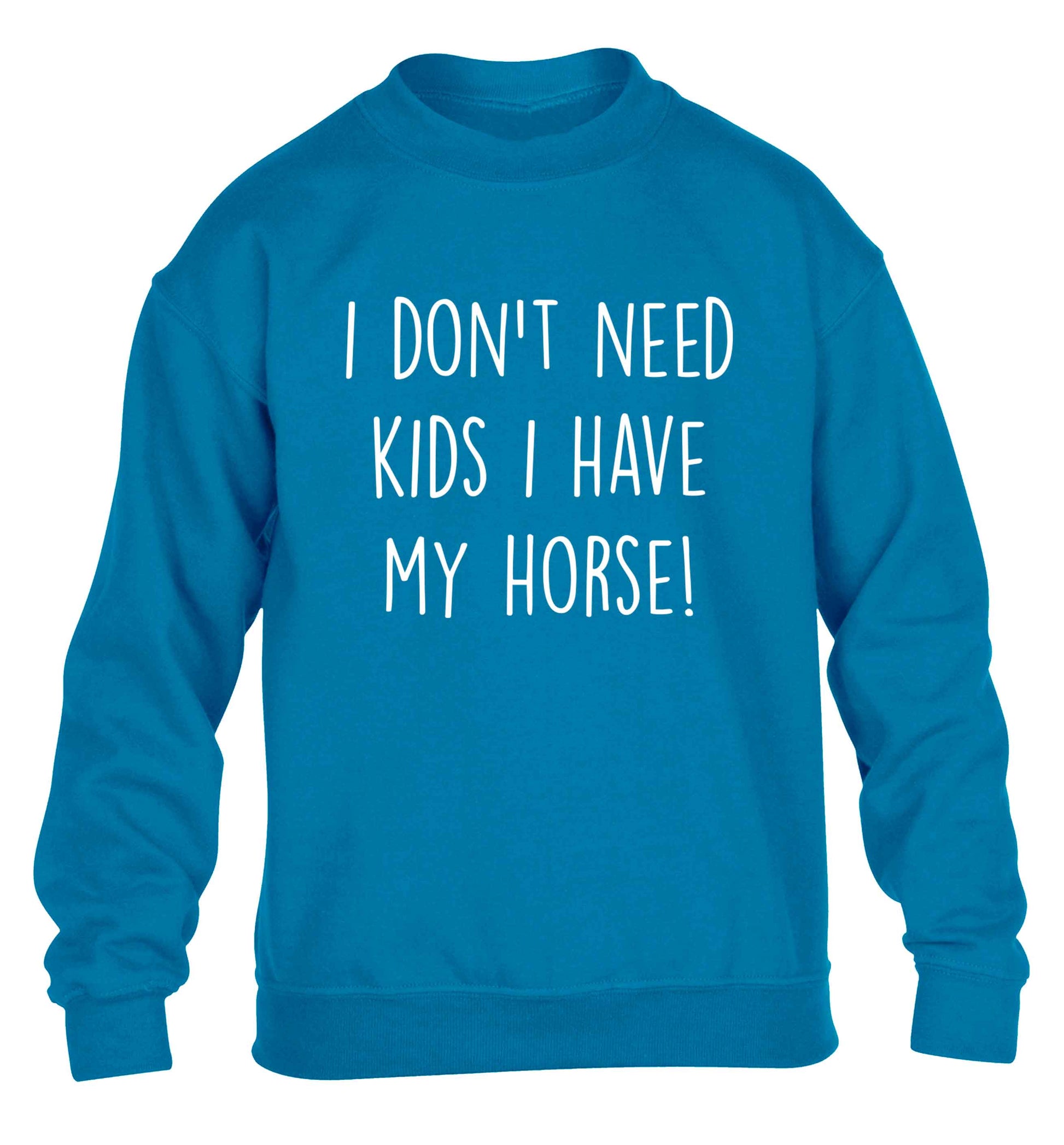I don't need kids I have my horse children's blue sweater 12-13 Years
