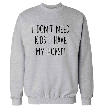 I don't need kids I have my horse adult's unisex grey sweater 2XL