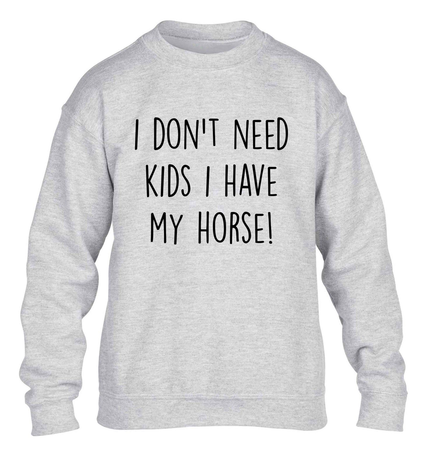 I don't need kids I have my horse children's grey sweater 12-13 Years