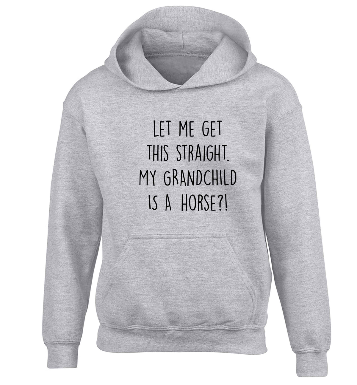 Let me get this straight, my grandchild is a horse?! children's grey hoodie 12-13 Years