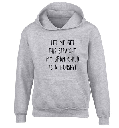 Let me get this straight, my grandchild is a horse?! children's grey hoodie 12-13 Years